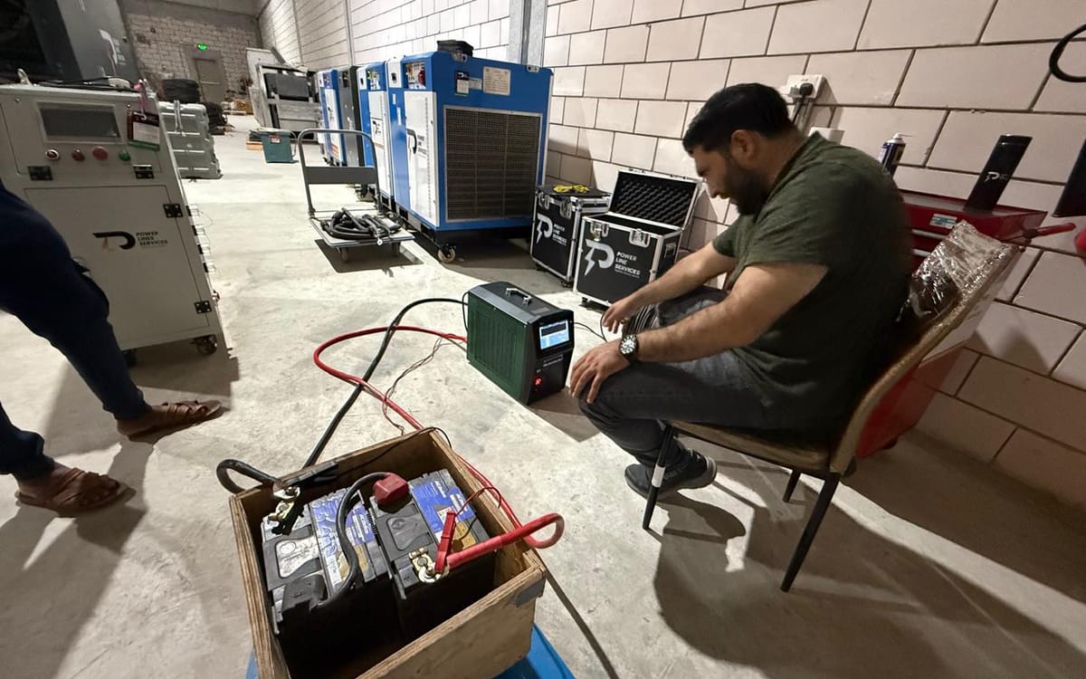 PLS technician preparing test equipment
