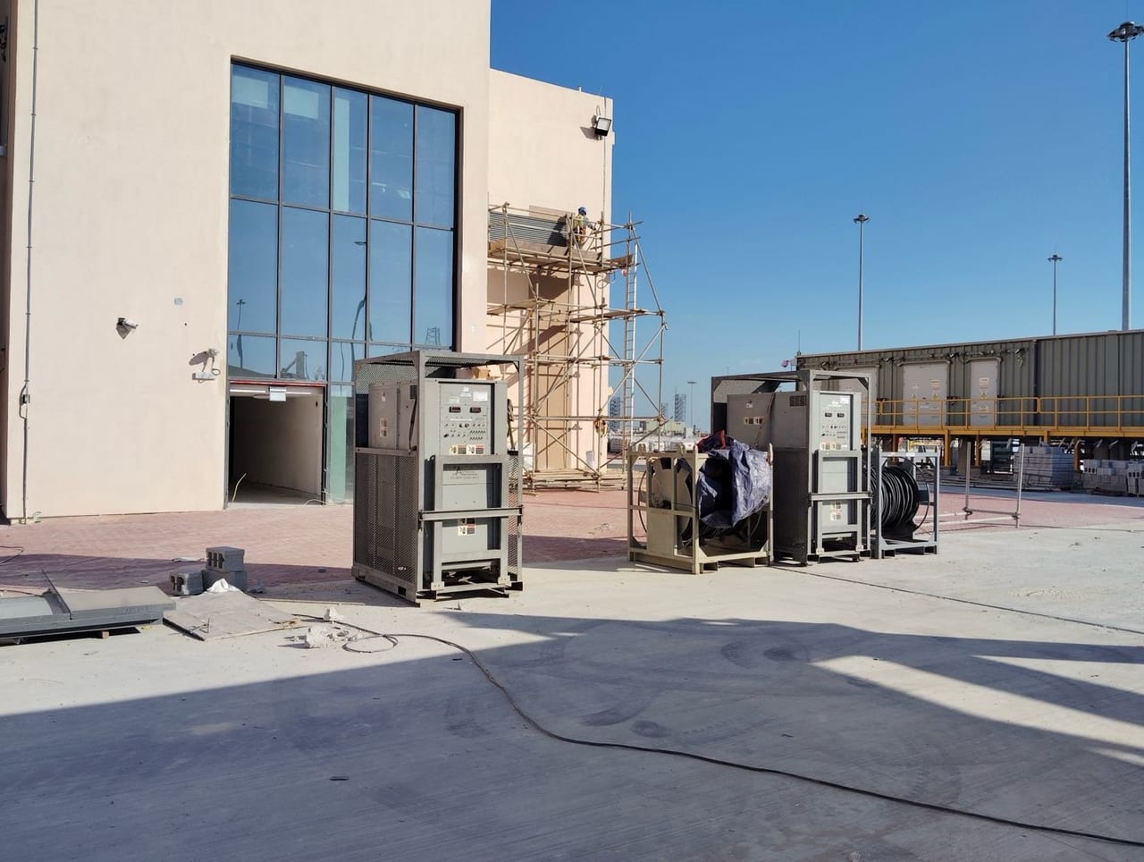 DC load banks set up for battery discharge testing