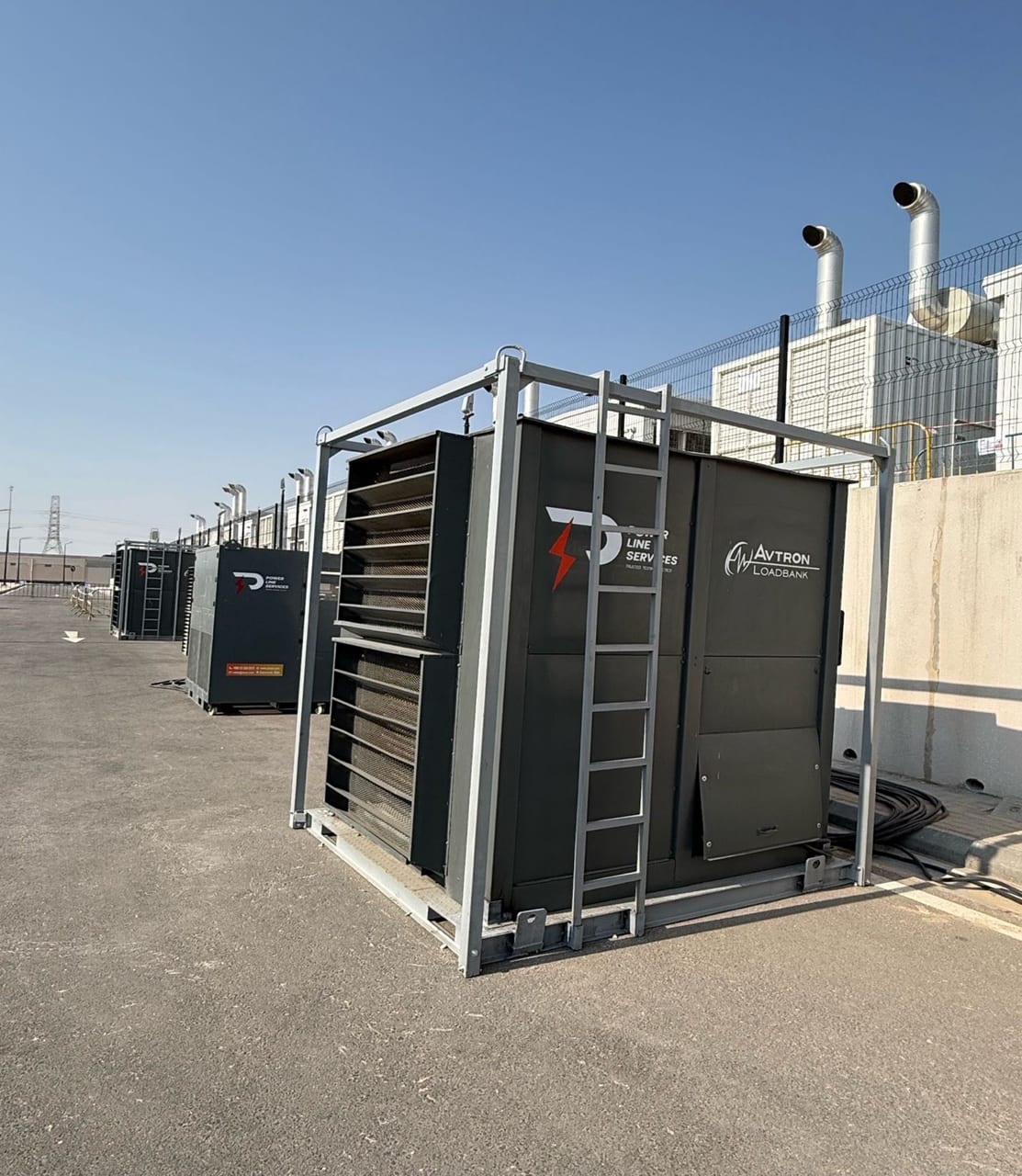 Containerised load bank on site